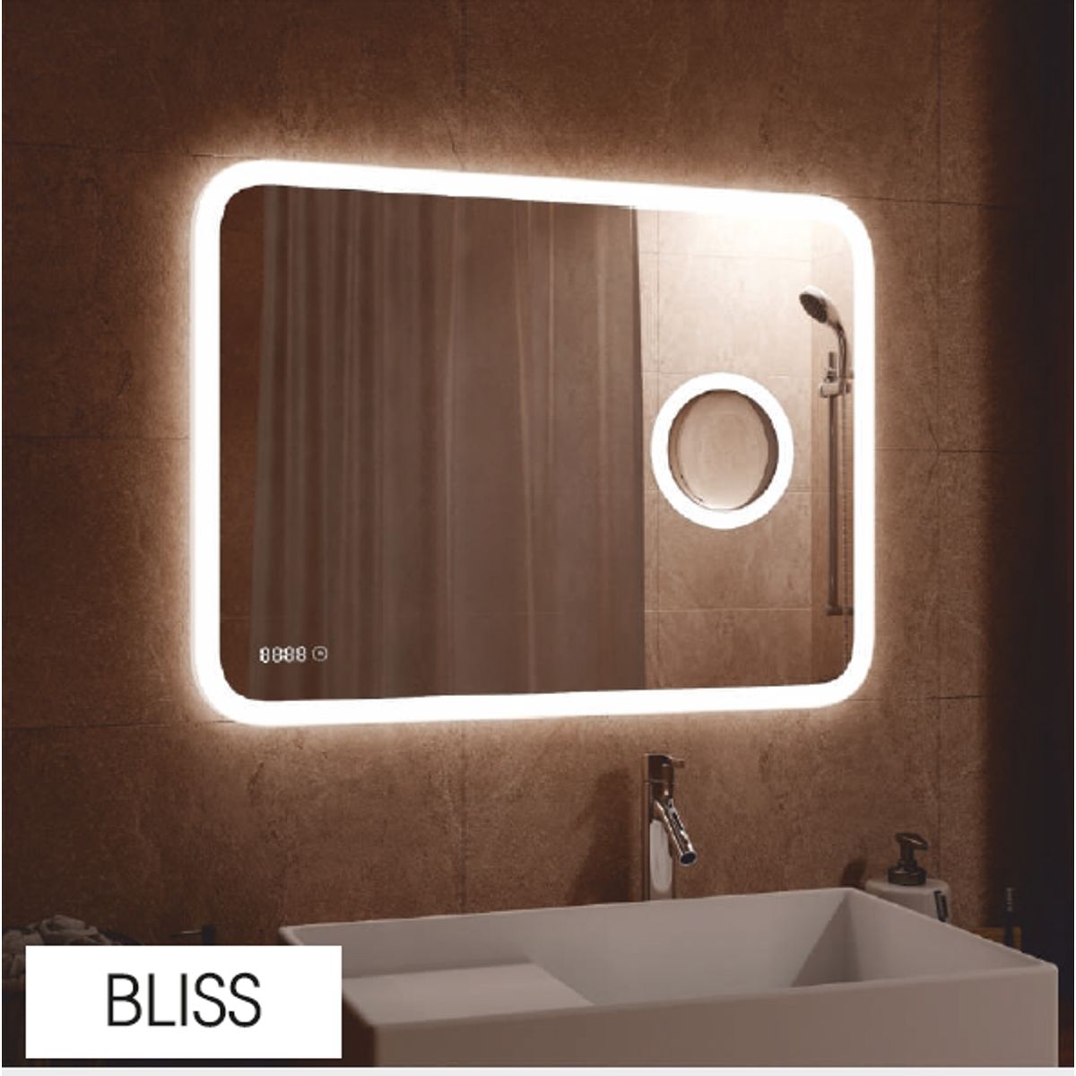 Зеркало Bliss 100х70 см LED подсветка, сенсорный выключатель с увеличительной линзой ЗЛП256