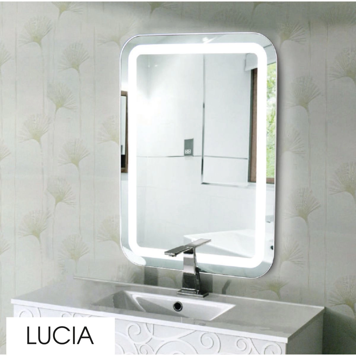 Зеркало Lucia (Malta) 55х80 см LED подсветка c часами ЗЛП109