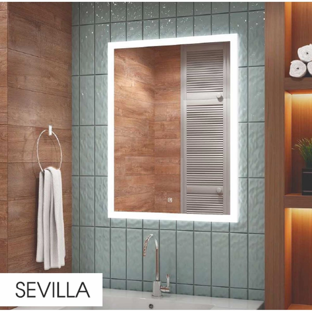 Зеркало Sevilla 80х120 см LED подсветка, сенсорный выключатель ЗЛП728