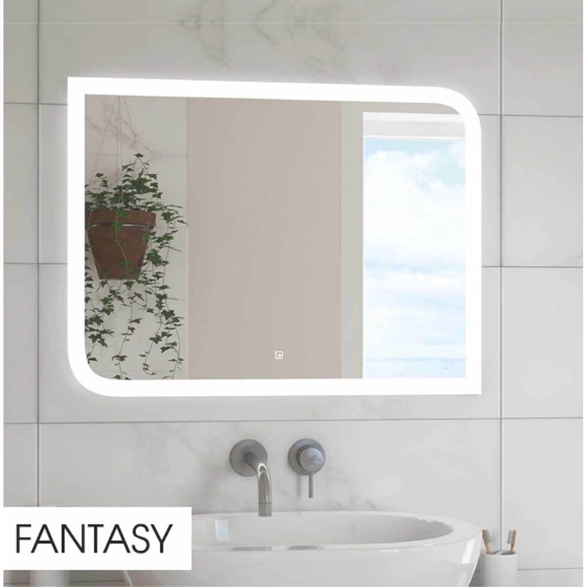 Зеркало Fantasy 80х60 см LED подсветка, сенсорный выключатель и функцией Bluetooth (hands free)